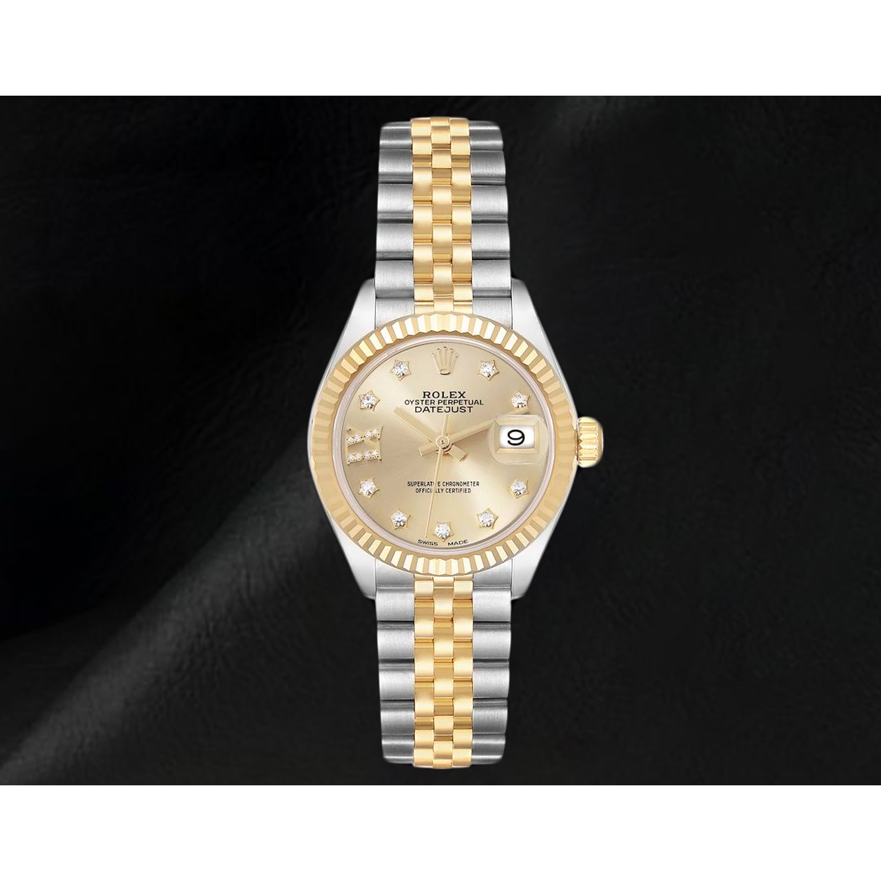 Rolex Datejust 28 mm Champagne Diamond Dial Ladies Watch 279173