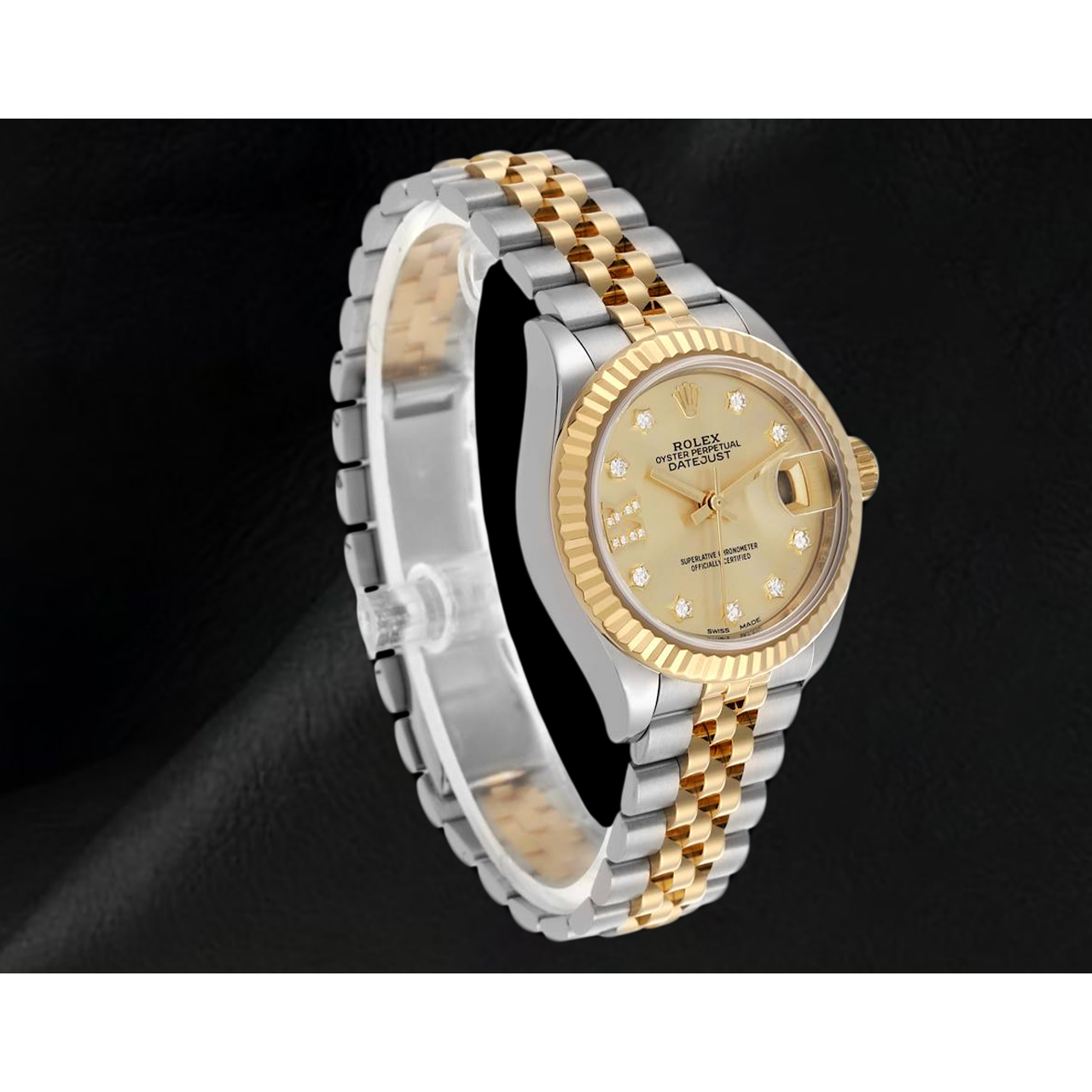 Rolex Datejust 28 mm Champagne Diamond Dial Ladies Watch 279173