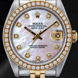 Rolex Datejust 31mm 68273 Pink Mother of Pearl Diamond Dial Two Tone Watch