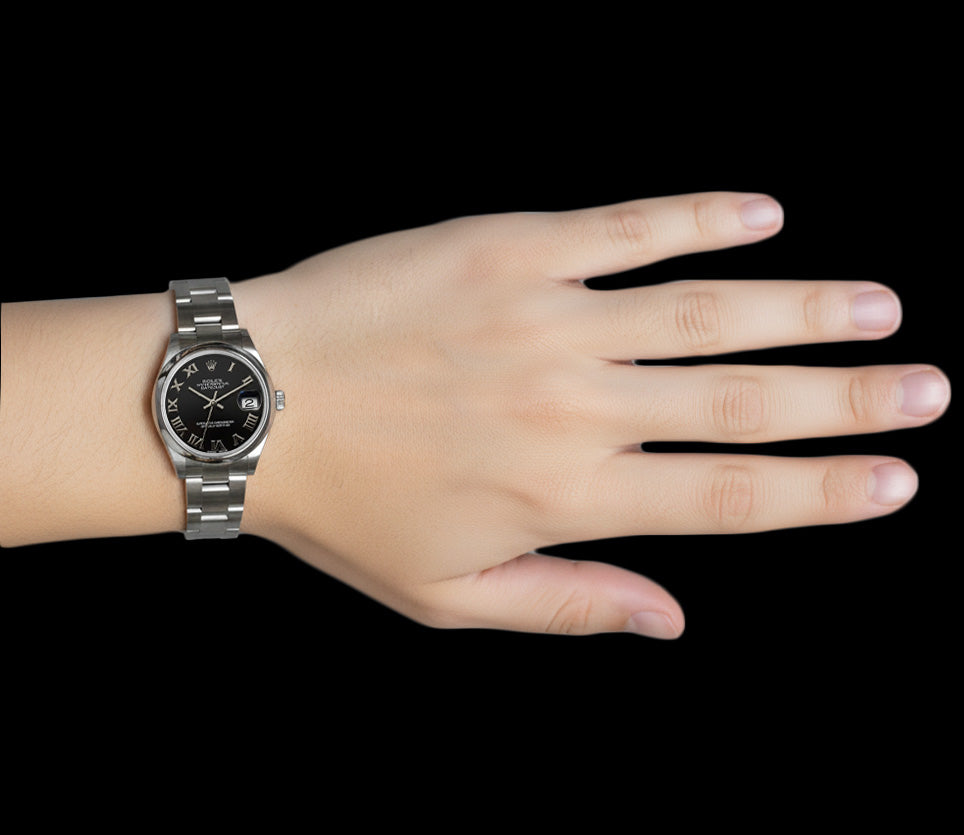 Rolex Datejust 31mm Black Roman Dial Stainless Steel Ladies Watch