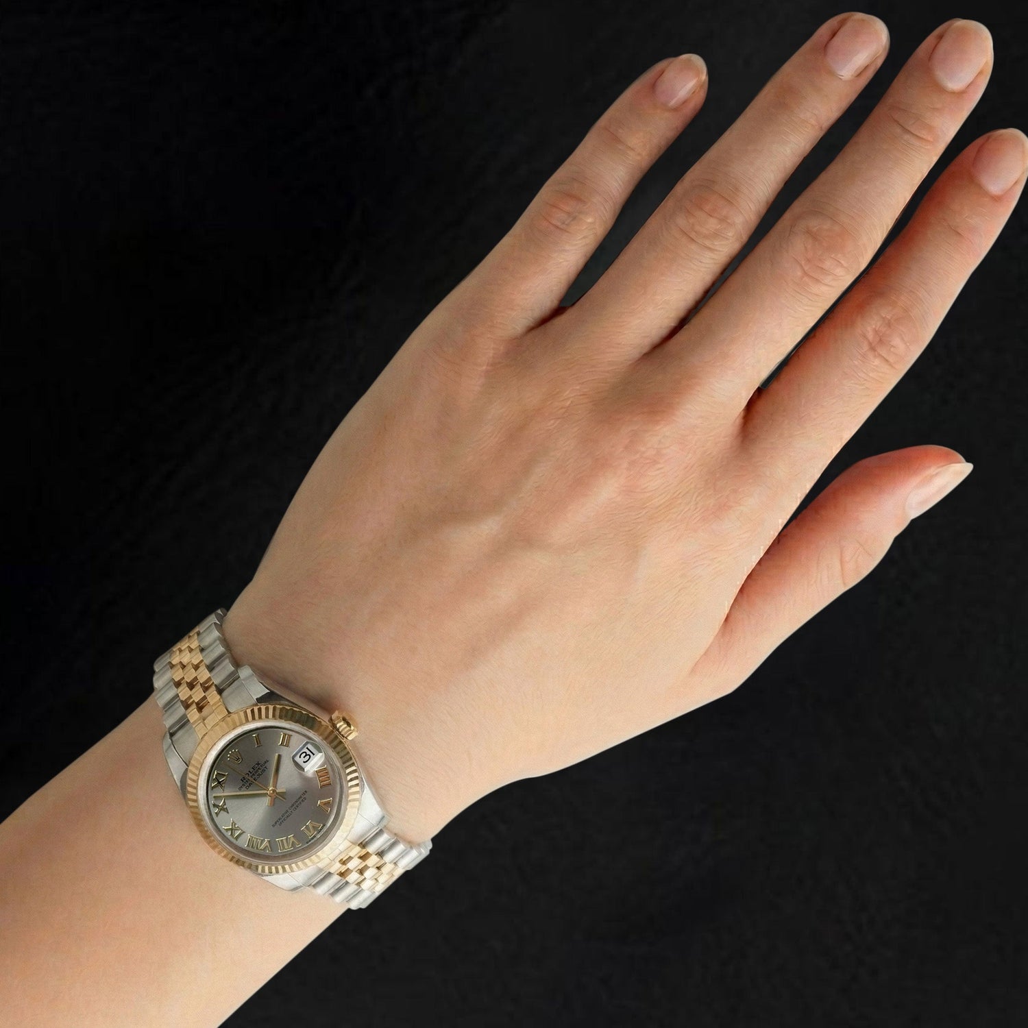 Rolex Two Tone with Gemstone – back view