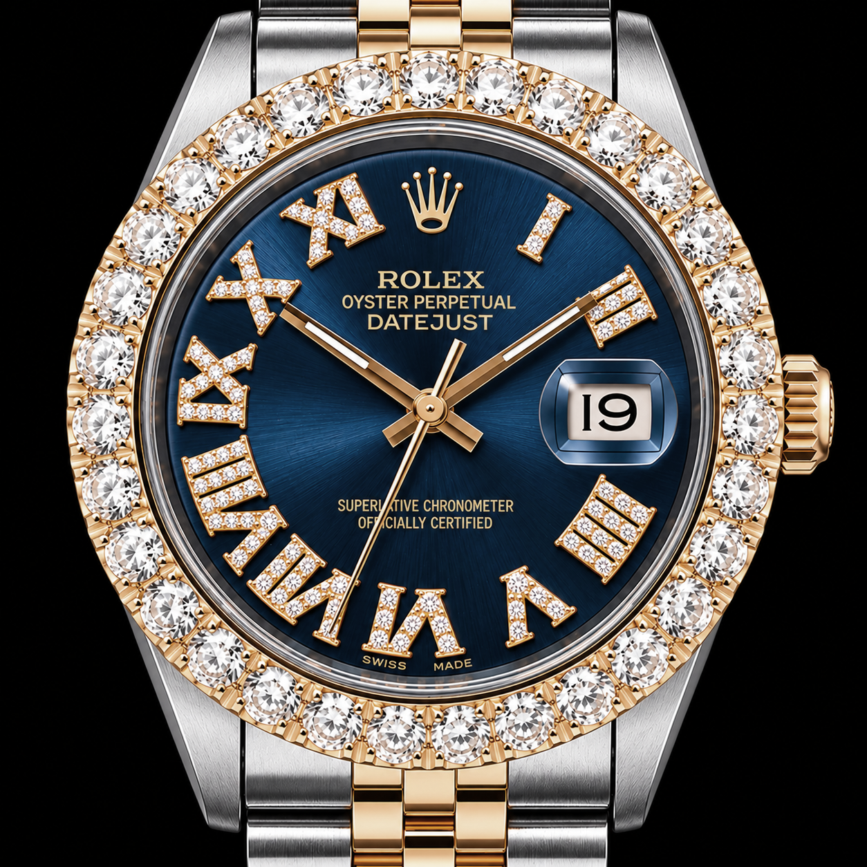 Rolex Datejust 36mm 1601 Blue Roman Diamond Dial Two Tone Jubilee Bracelet