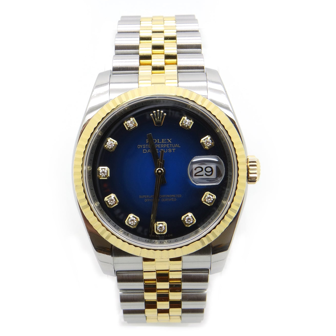 Rolex Datejust 36 Mm Men's Watch Diamond Dial Fluted Bezel QUICK SET