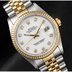Rolex Datejust 36 mm White Diamond Dial Two Tone Watch