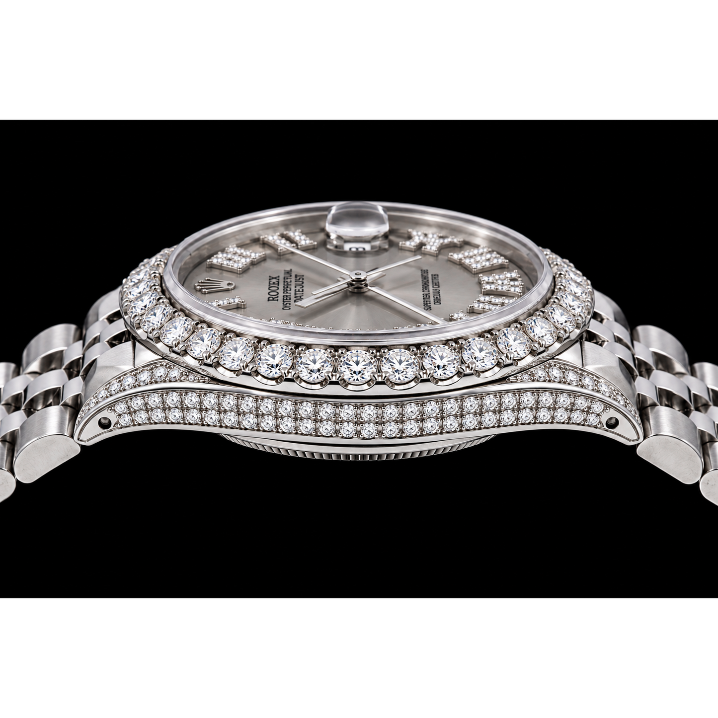 Rolex Datejust 16014 36mm Silver Roman Diamond Dial Stainless Steel Watch