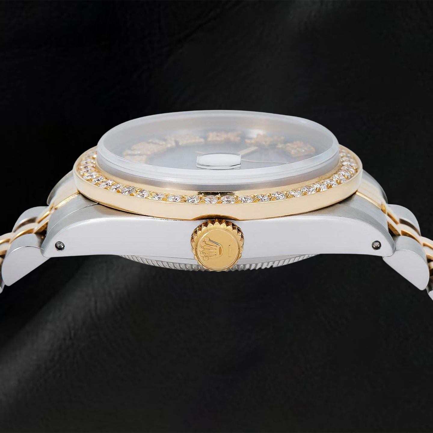 Rolex Datejust 6824 31mm Black Mother of Pearl Roman Diamond Dial Two Tone Jubilee Bracelet