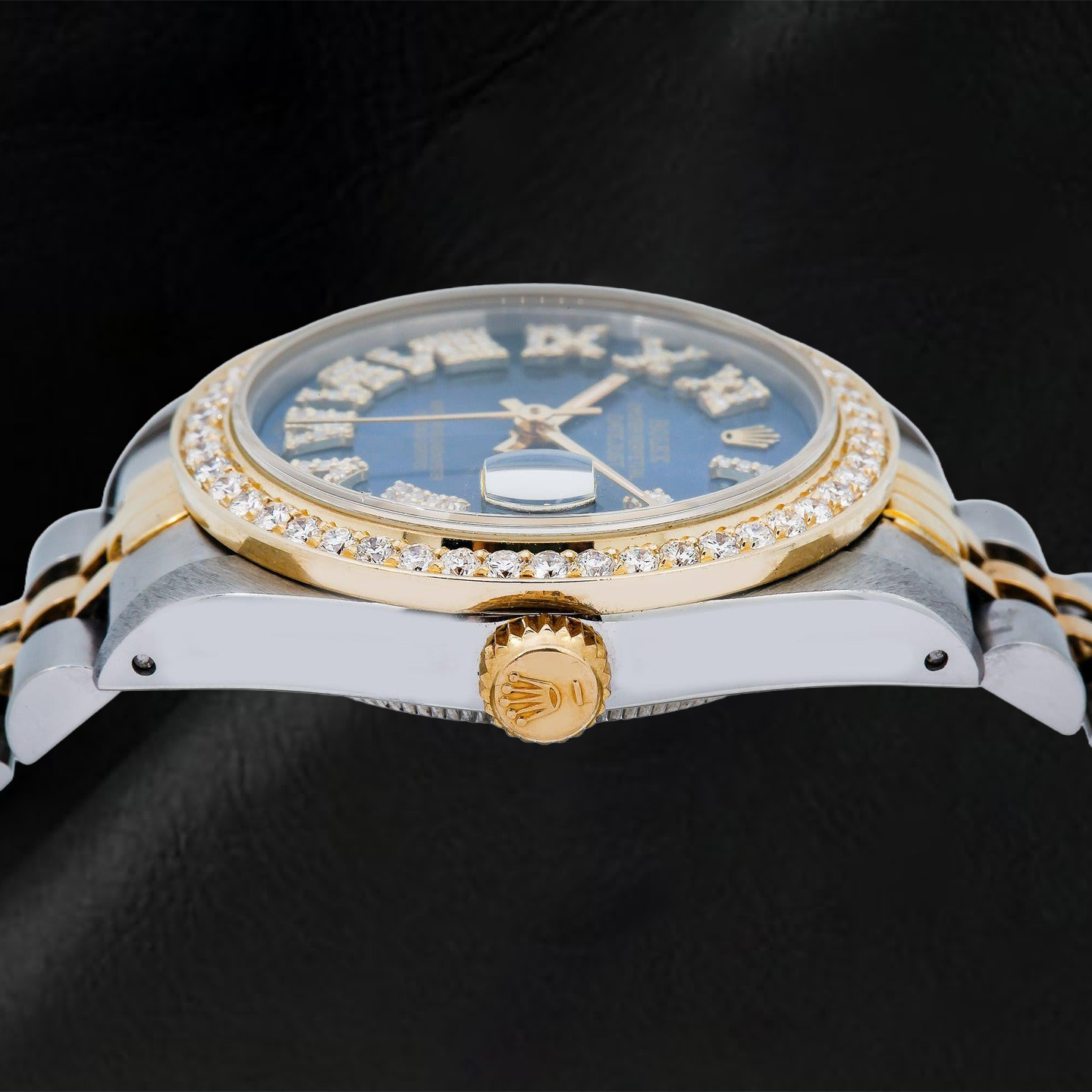 Rolex Datejust 6824 31mm Blue Roman Diamond Dial Two Tone Jubilee Bracelet Watch