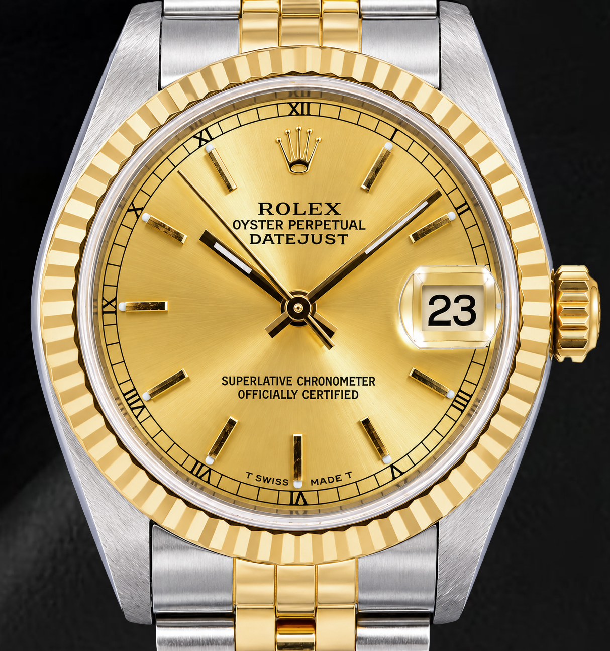 Rolex Datejust 6824 31mm Champagne Stick Dial Two Tone Watch