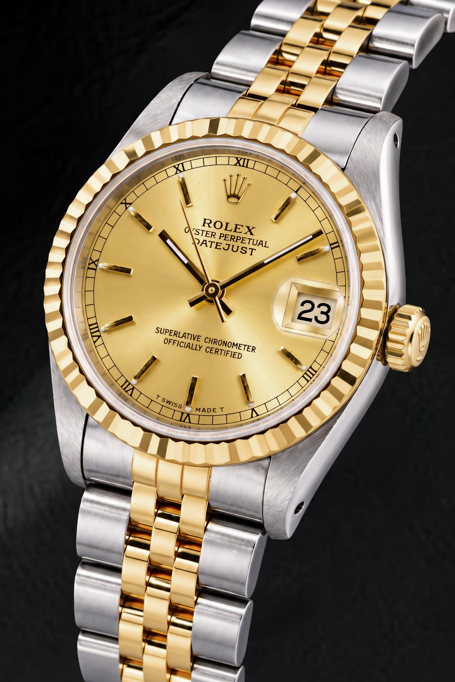 Rolex Datejust 6824 31mm Champagne Stick Dial Two Tone Watch