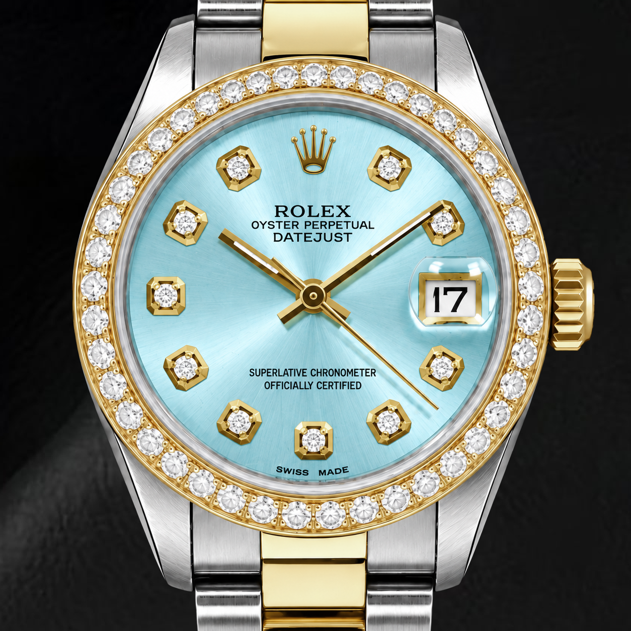Rolex Datejust 6824 31mm Ice Blue Diamond Dial Two Tone Watch