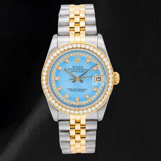 Rolex Datejust 68273 31mm Blue Diamond Dial Two Tone Watch