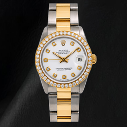 Rolex Datejust 68273 31mm White Diamond Dial Two Tone Watch