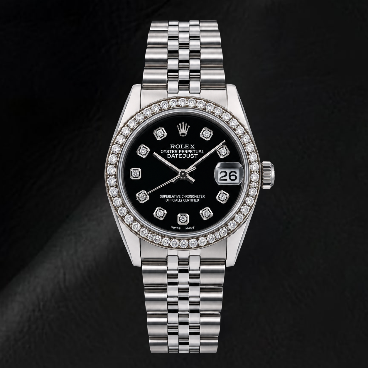 Rolex Datejust 68274 31mm Black Diamond Dial Stainless Steel Watch