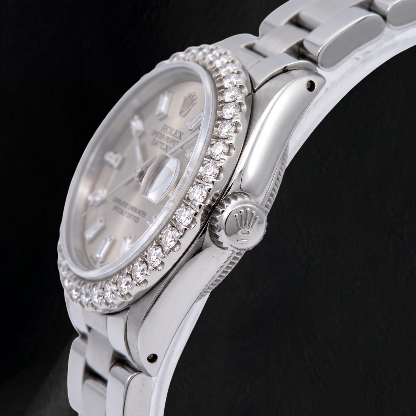 Rolex Datejust 69160 26mm Gray Diamond Stainless Steel Watch
