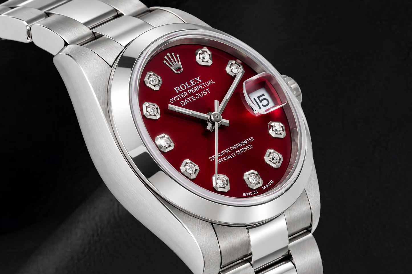 Rolex Datejust 69160 26mm Red Diamond Dial Stainless Steel Watch