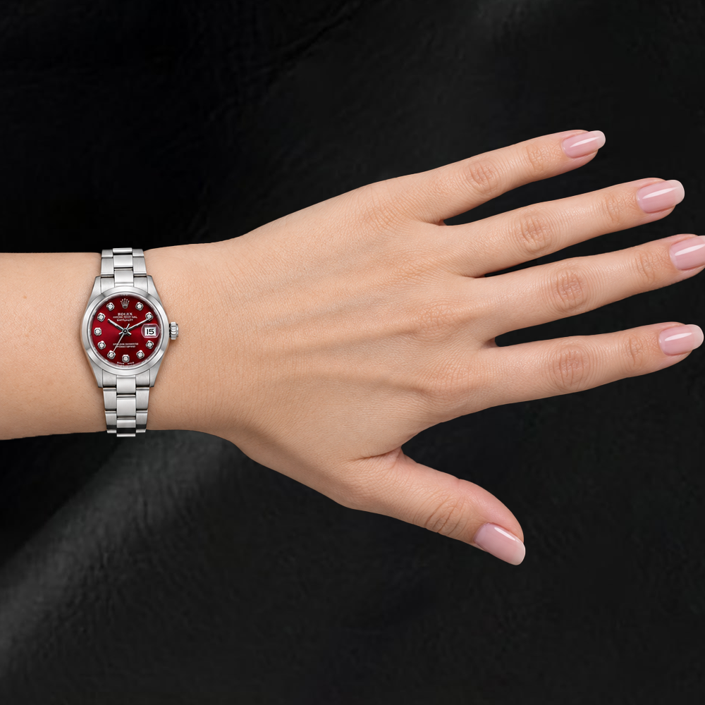 Rolex Datejust 69160 26mm Red Diamond Dial Stainless Steel Watch
