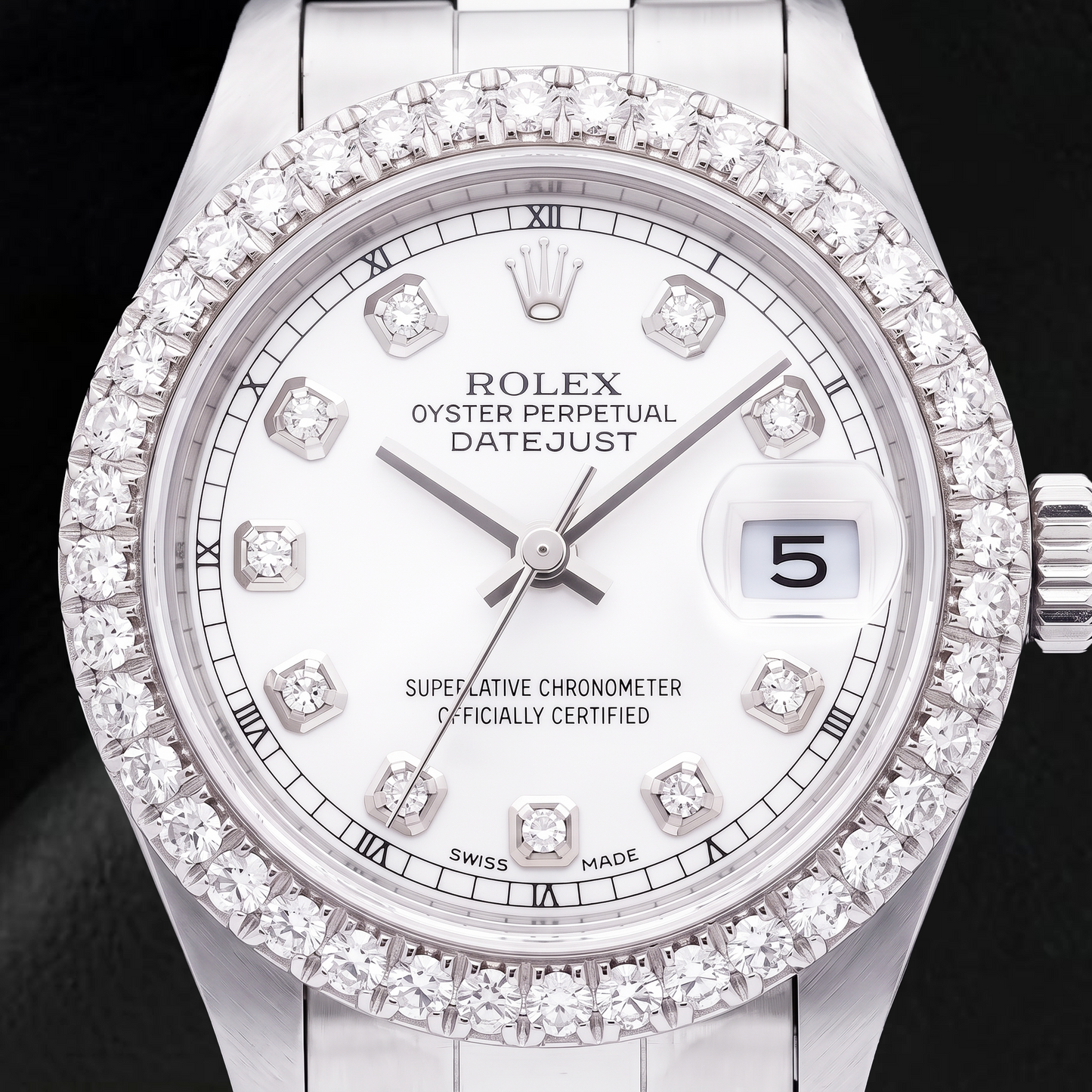 Rolex Datejust 69160 26mm White Mother of Pearl Diamond Dial Stainless Steel Watch