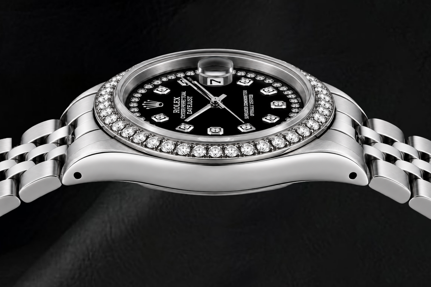 Rolex Datejust 6916 26mm Black String Diamond Dial Stainless Steel Watch