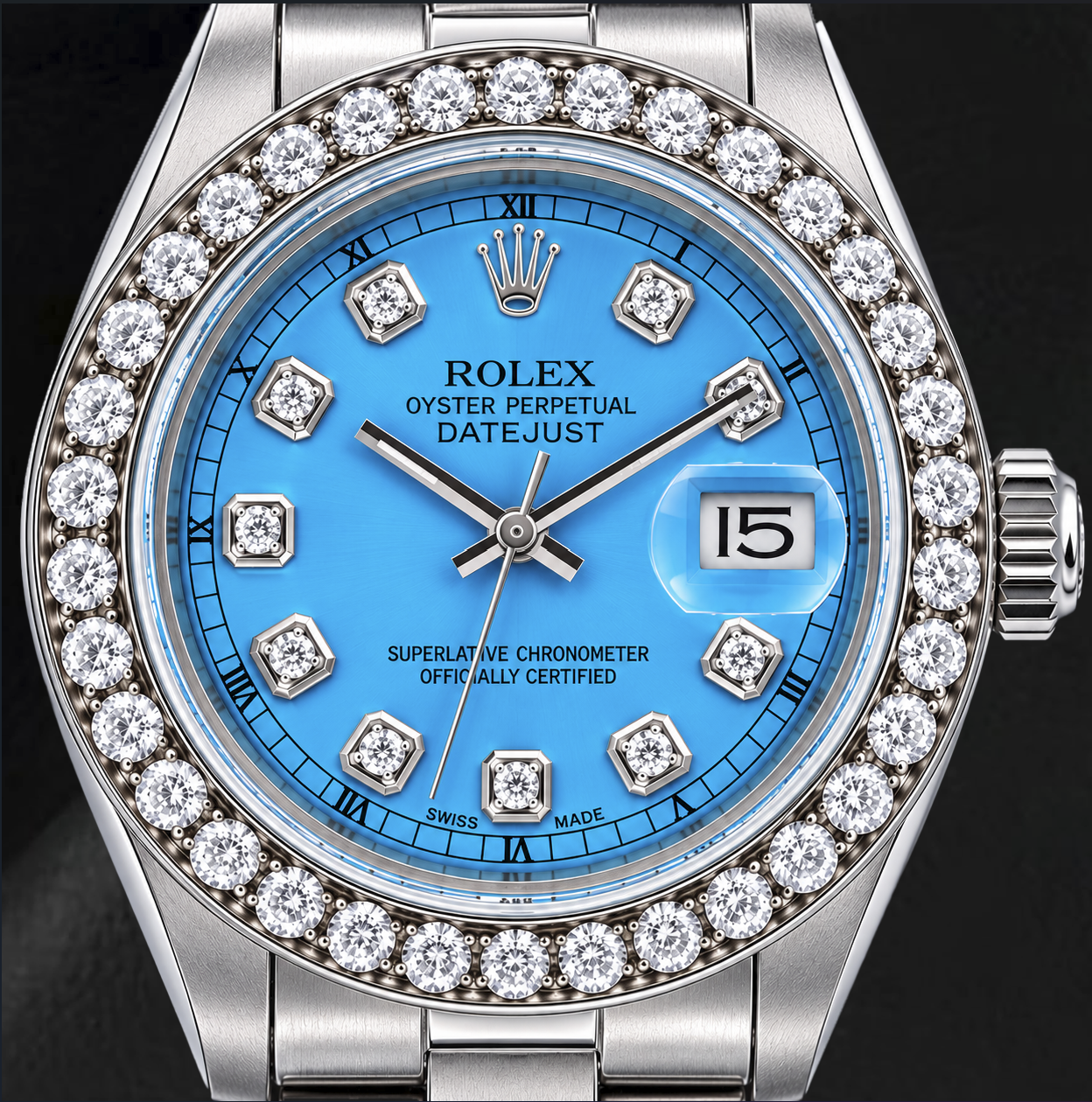 Rolex Datejust 6916 26mm Blue Diamond Dial Oyster Bracelet Stainless Steel Watch