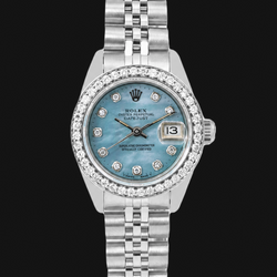 Rolex Datejust 6916 26mm Blue Mother of Pearl Diamond Dial Stainless Steel Watch