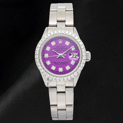 Rolex Datejust 6916 26mm Purple Diamond Dial Stainless Steel Oyster Bracelet Watch