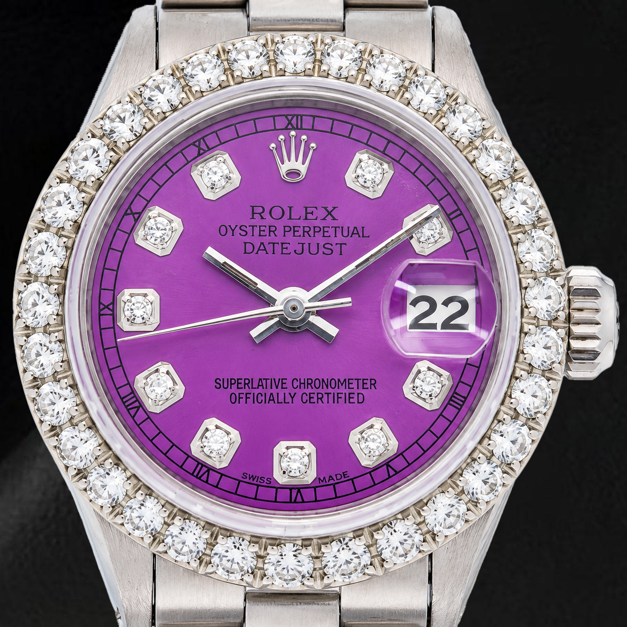 Rolex Datejust 6916 26mm Purple Diamond Dial Stainless Steel Oyster Bracelet Watch