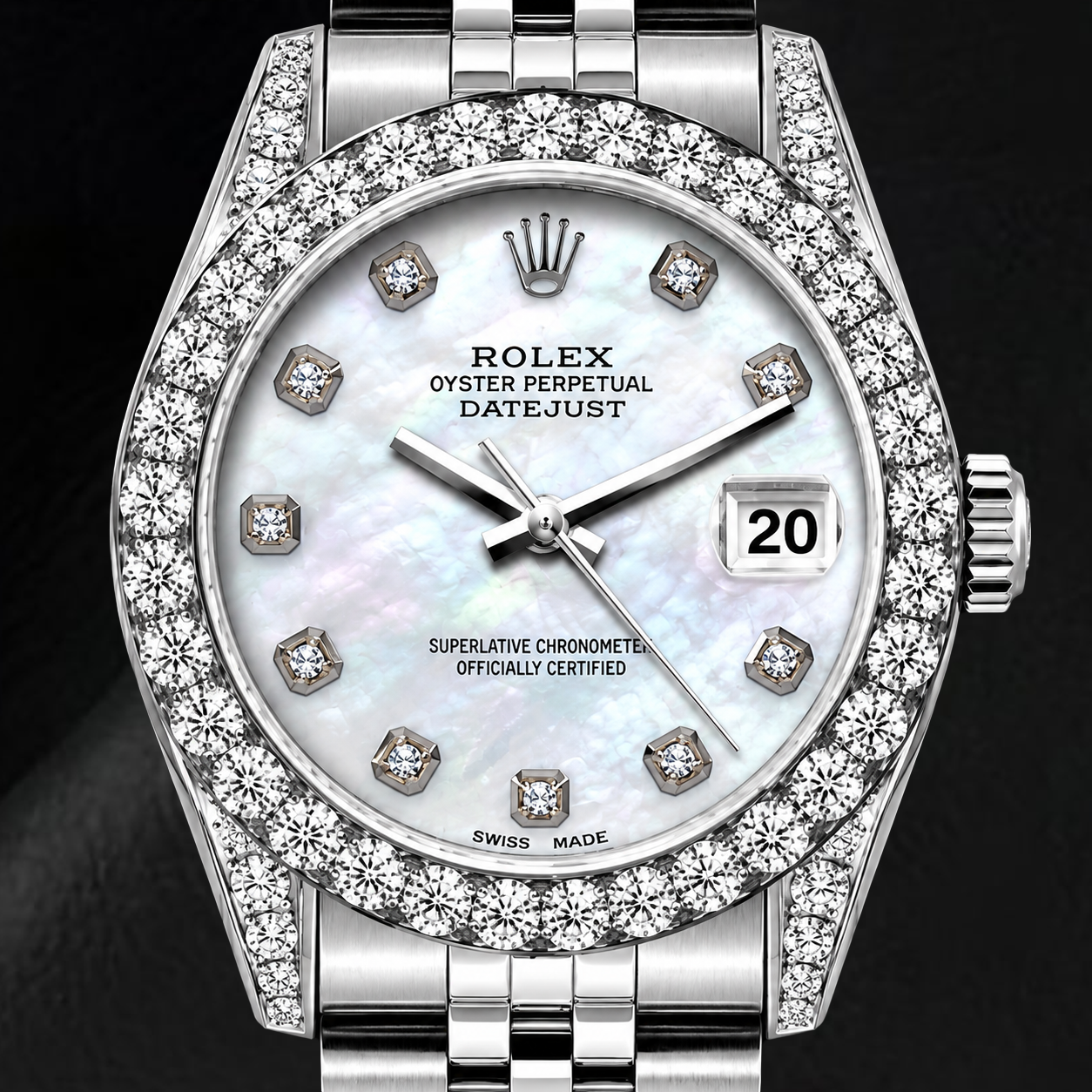 Rolex Datejust 6916 26mm White Mother of Pearl Diamond Dial Stainless Steel Watch
