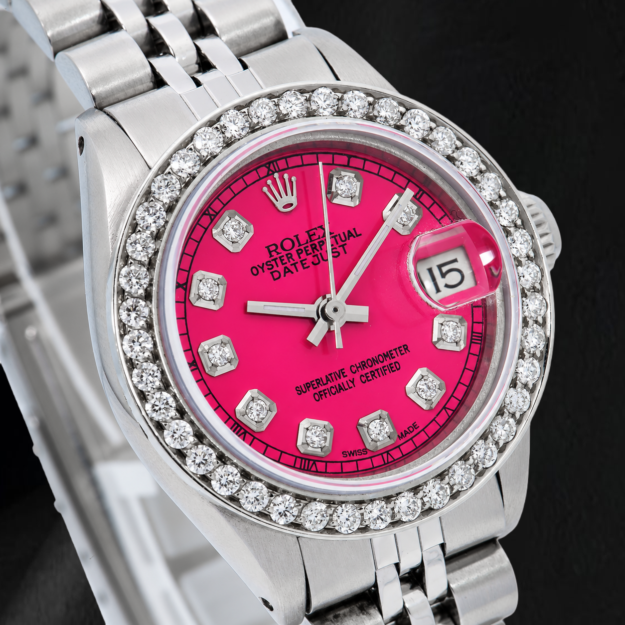 Rolex Datejust 6916 Pink Diamond Dial 26mm Stainless Steel Watch