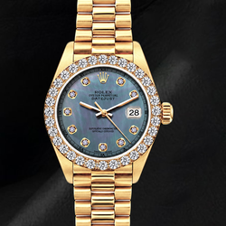 Rolex Datejust 69178 26mm Blue Mother of Pearl Diamond Dial Yellow Gold 18K Watch