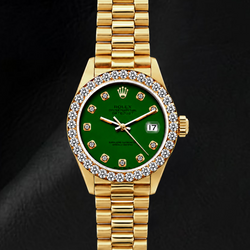Rolex Datejust 69178 26mm Green Diamond Dial Yellow Gold Watch