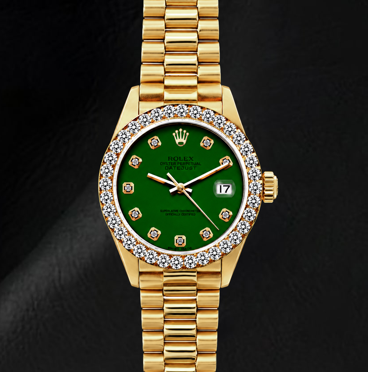 Rolex Datejust 69178 26mm Green Diamond Dial Yellow Gold Watch