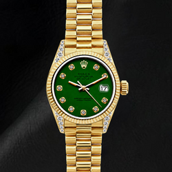 Rolex Datejust 69178 26mm Green Diamond Dial Yellow Gold Watch