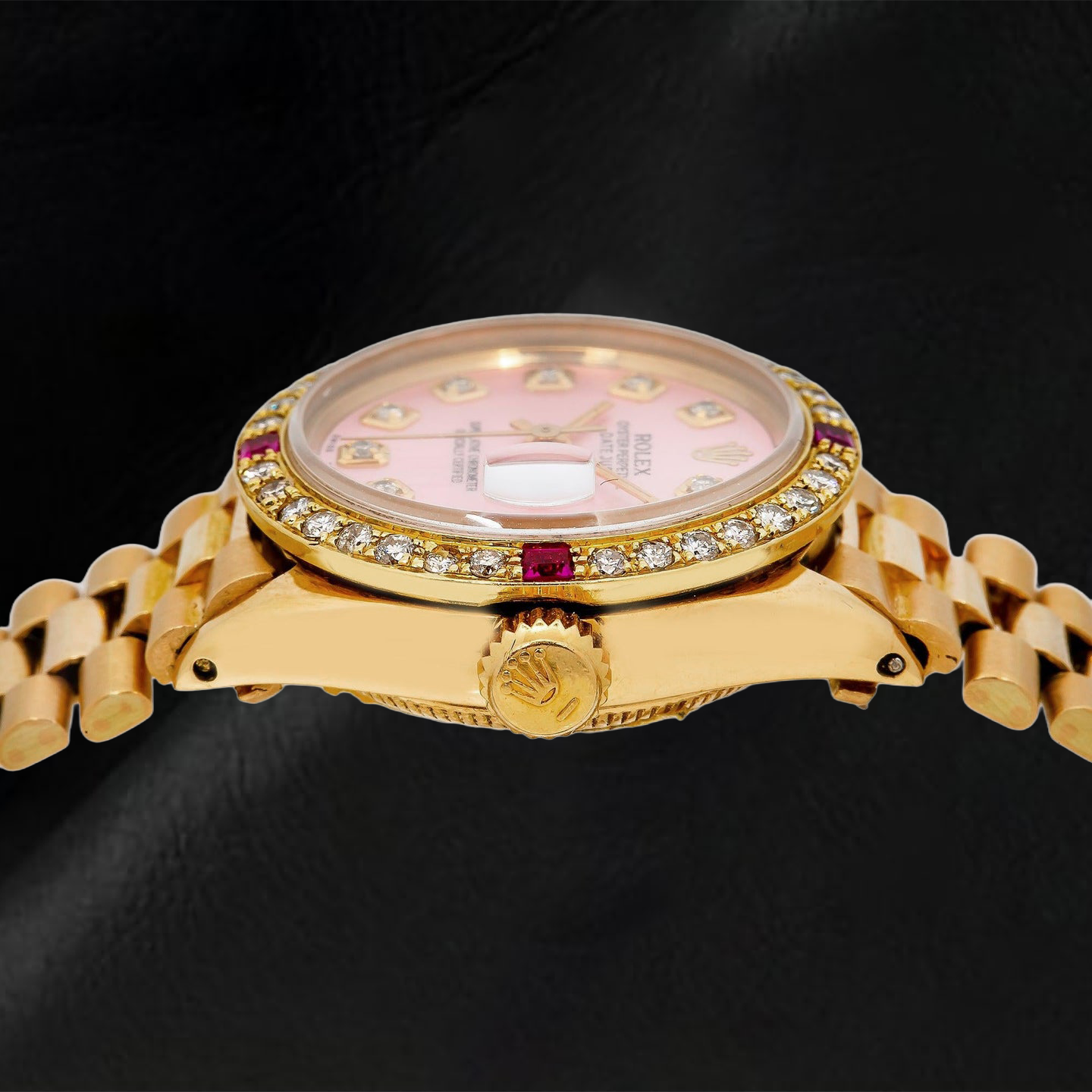 Rolex Datejust 69178 26mm Pink Diamond Dial Yellow Gold President Bracelet Watch
