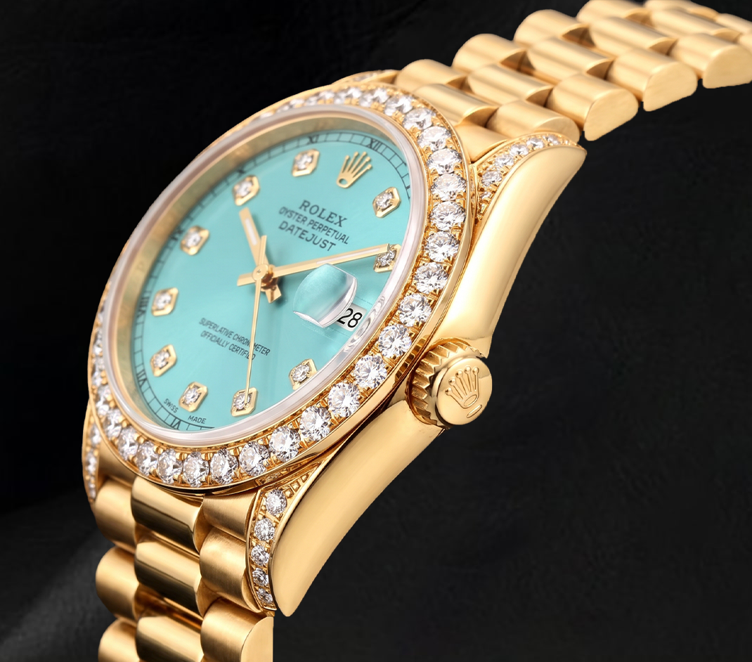 Rolex Datejust 69178 26mm Turquoise Diamond Dial Yellow Gold President Bracelet 18K Watch