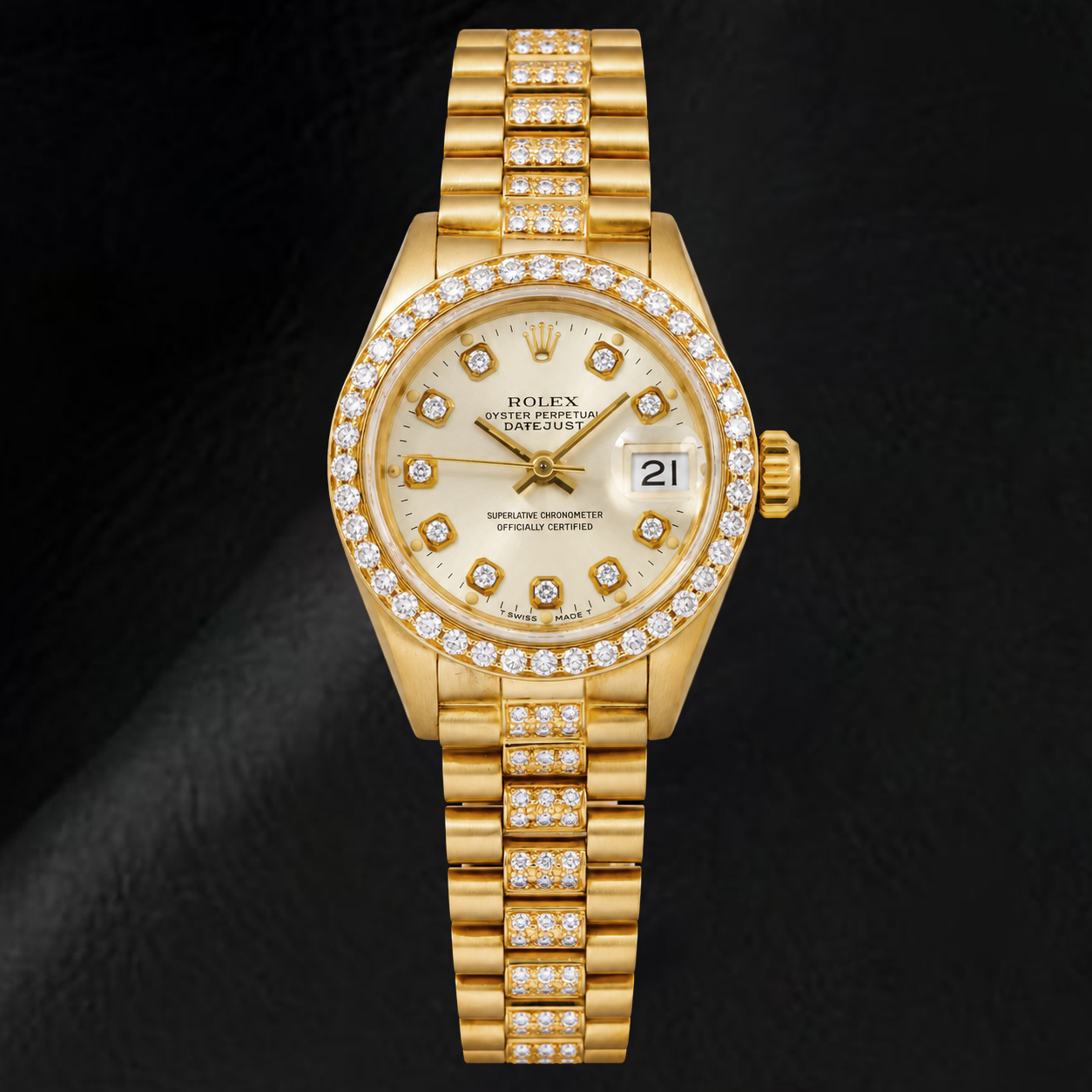 Rolex Datejust 69178 26mm White Diamond Dial Yellow Gold Watch