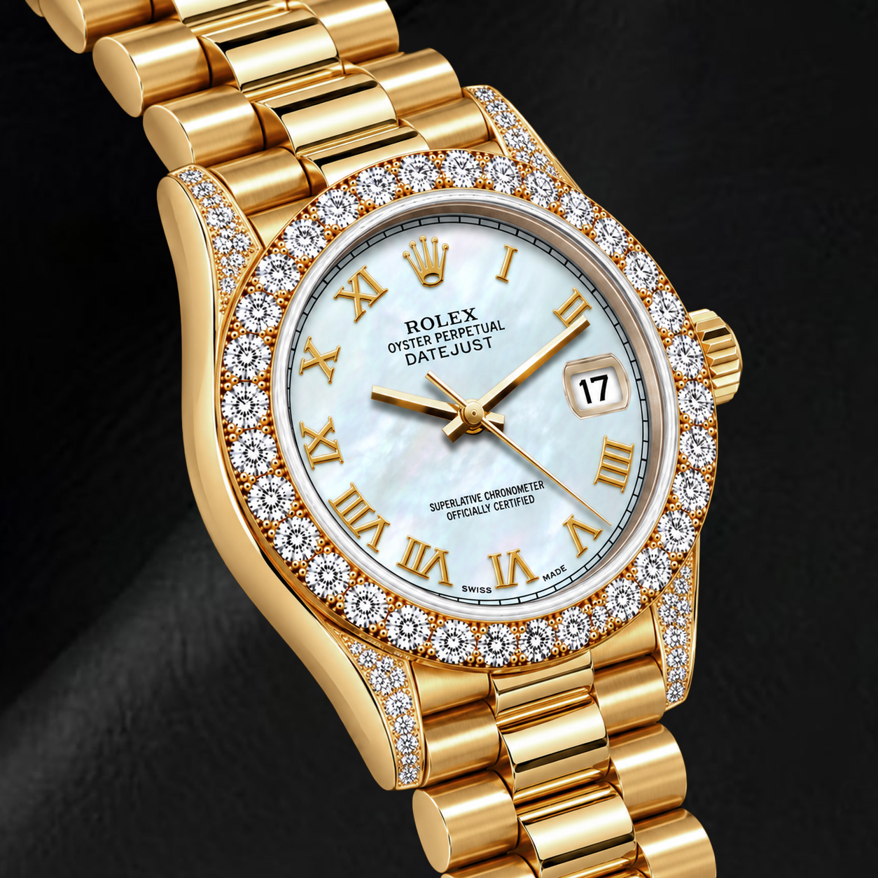Rolex Datejust 69178 26mm White Mother of Pearl Roman Dial Yellow Gold Watch