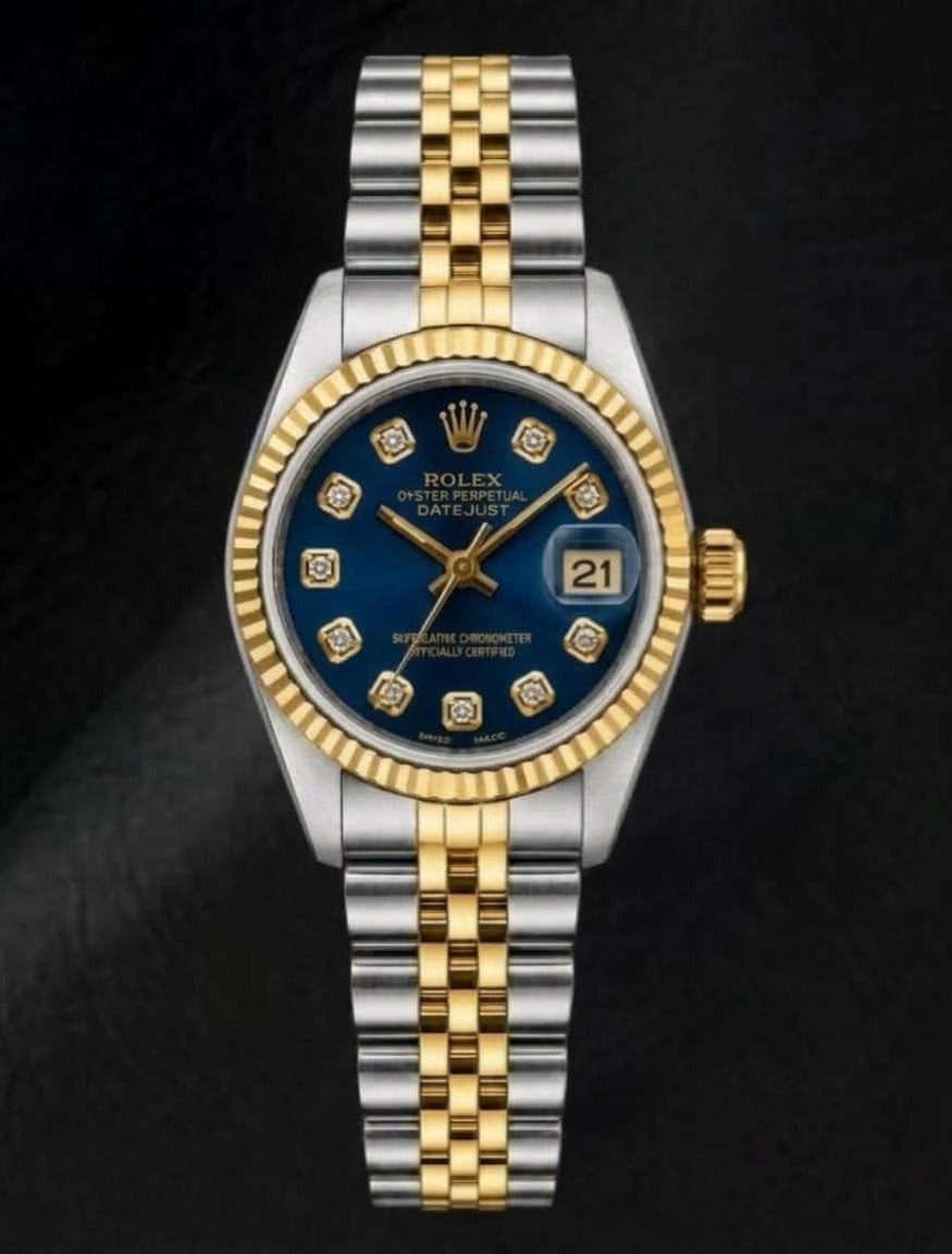 Rolex Datejust 6917 26mm Blue Diamond Dial Two Tone Watch