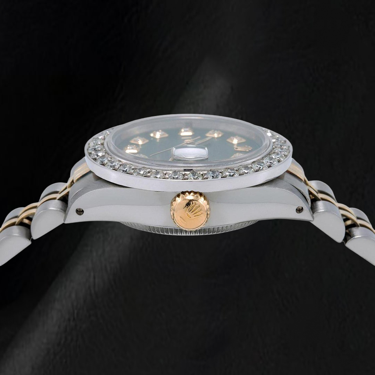 Rolex Datejust 6917 26mm Green Diamond Dial Stainless Steel Diamond Bezel Two Tone Watch
