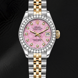 Rolex Datejust 6917 26mm Pink Floral Diamond Dial Two Tone Watch
