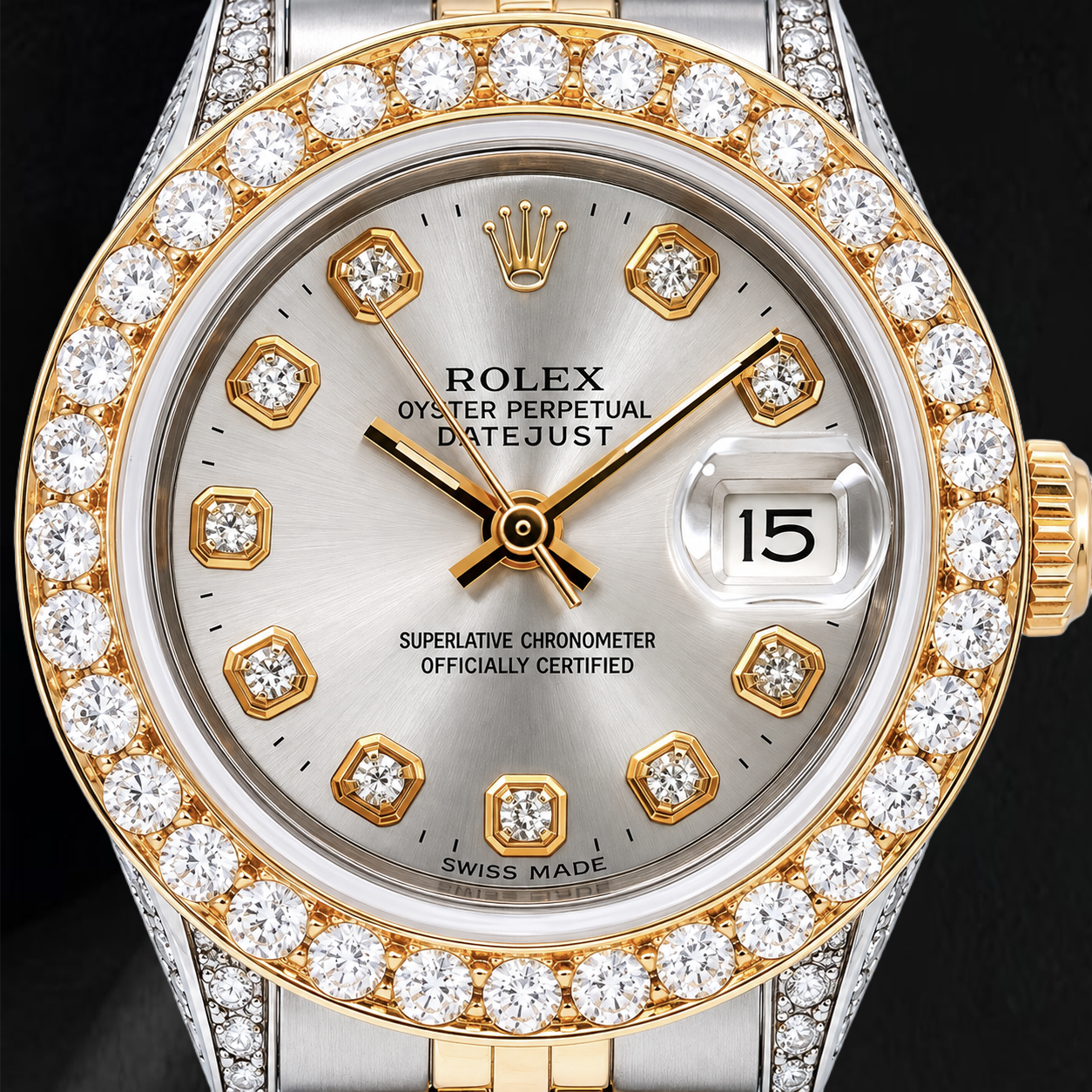Rolex Datejust 6917 26mm Silver Diamond Dial Two Tone Watch