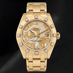Rolex Datejust 81318 34mm Champagne Mother of Pearl Roman Dial Yellow Gold Watch 18K
