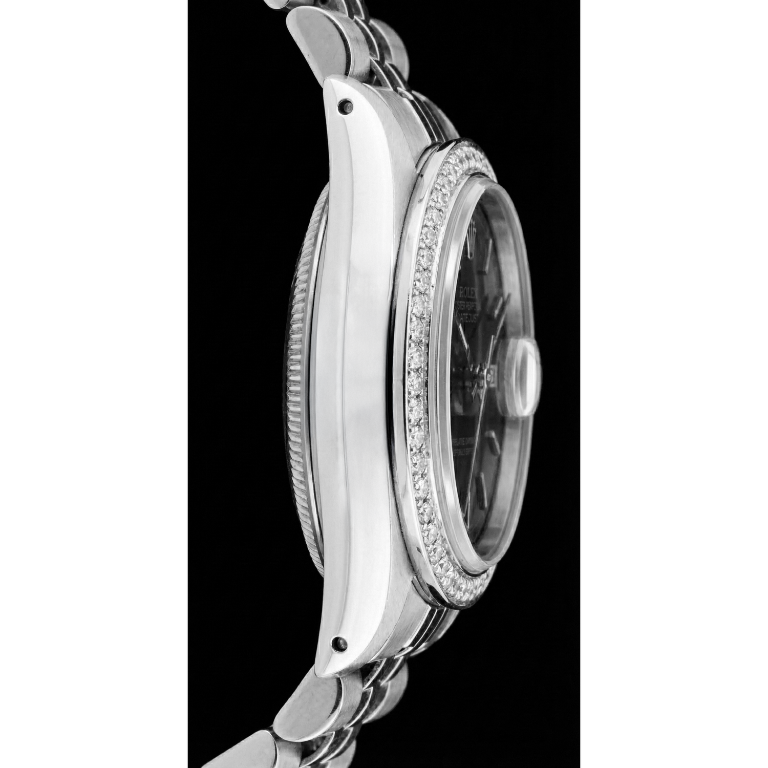 Rolex Datejust Black Stick Dial Lady Watch Ss Jubilee Bracelet