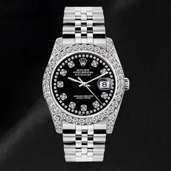 Rolex Datejust Black String Diamond Dial 26mm Stainless Steel 6916 Watch