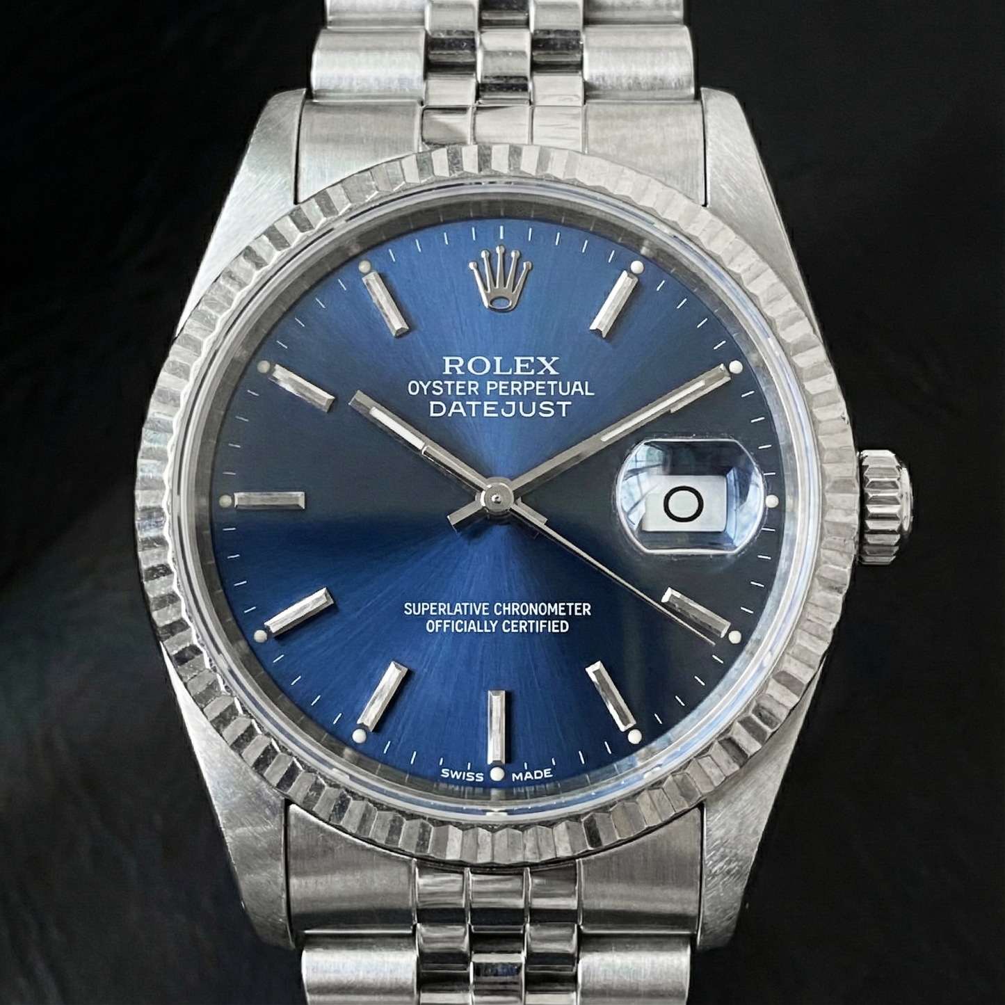 Rolex Datejust Blue Stick Dial 36 mm Stainless Steel Watch