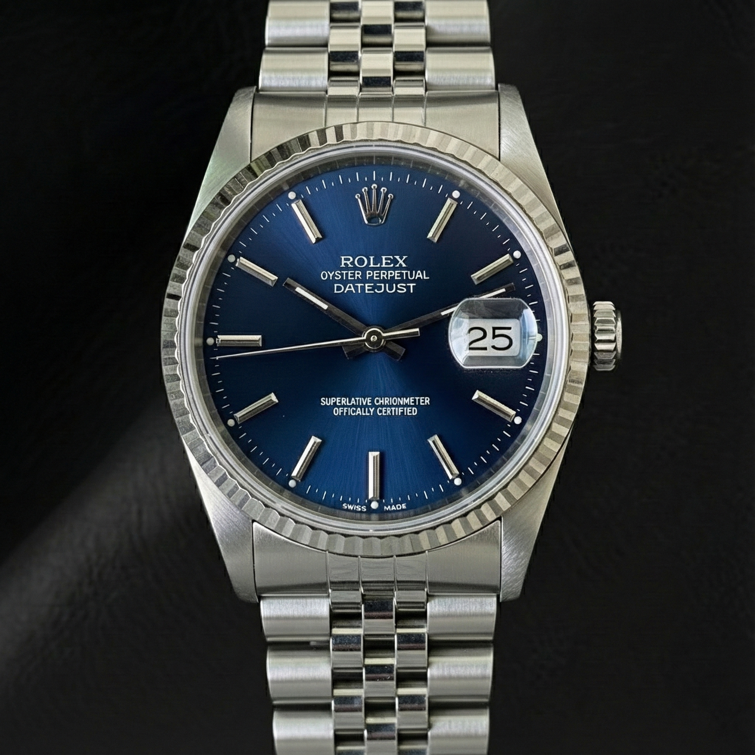 Rolex Datejust Blue Stick Dial 36 mm Stainless Steel Watch