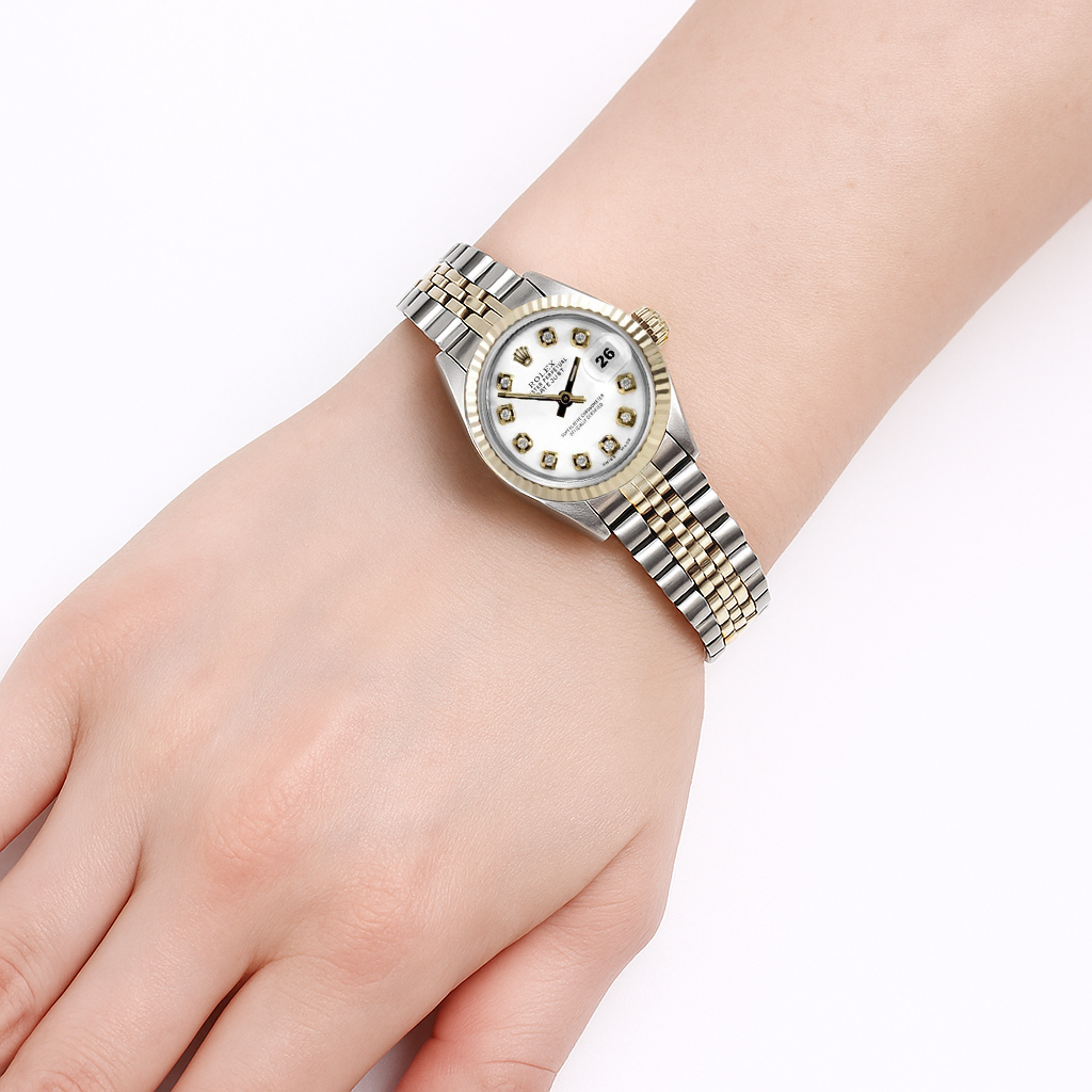Rolex Datejust Diamond Bezel Lady Watch Ss & Gold Jubilee Bracelet P1