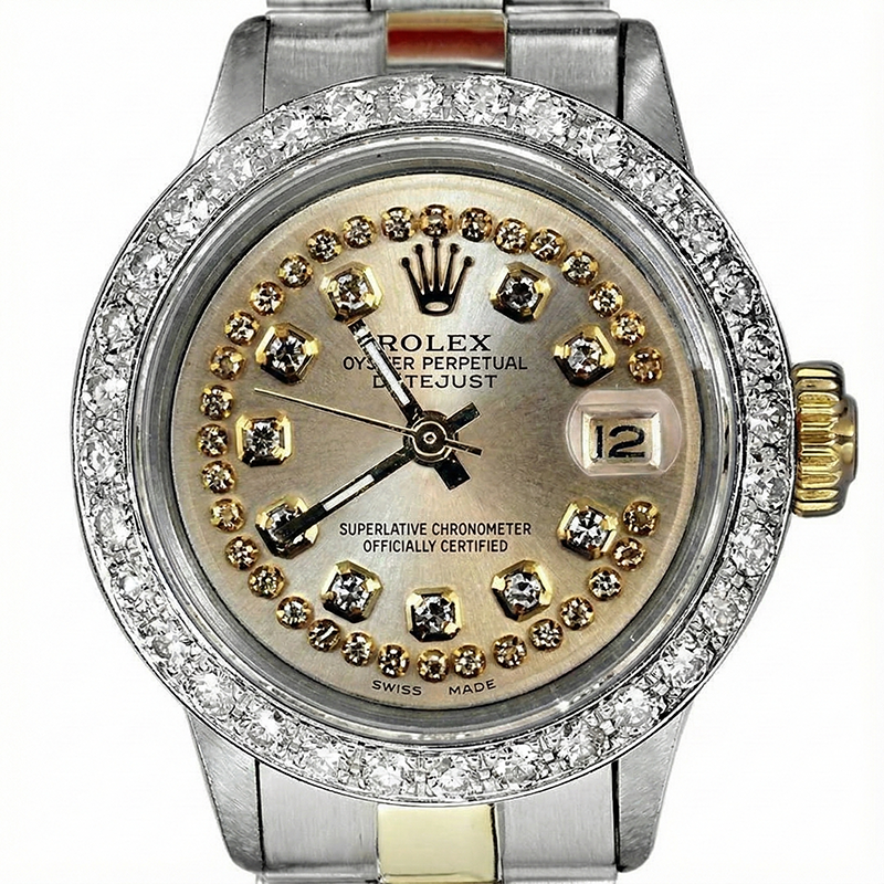 Rolex Datejust Diamond Bezel Two Tone Woman Watch
