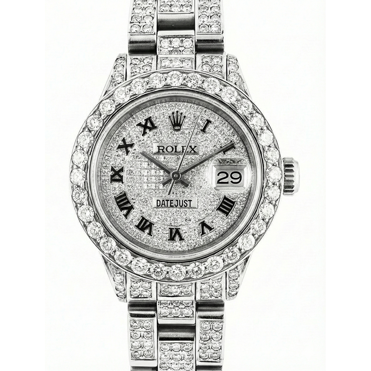Rolex Datejust Ladies Watch Fully Diamond Bracelet 12 Carats