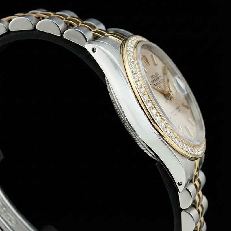 Rolex Datejust Ladies Watch Ss & Yellow Bracelet Brown Stick