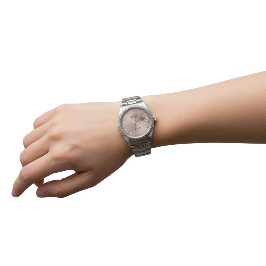 Rolex Datejust Mens Watch Rose Dial Date Just QUICK SET